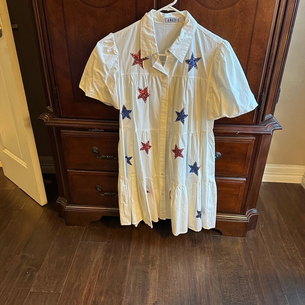 White Dress with Star Embroidery